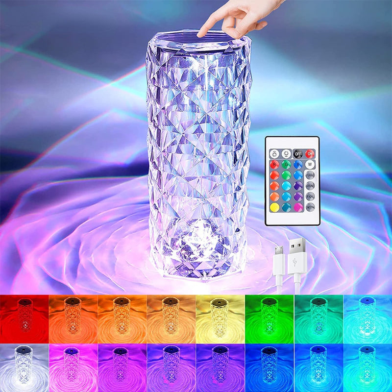 Touch Remote LED Crystal Table Lamp