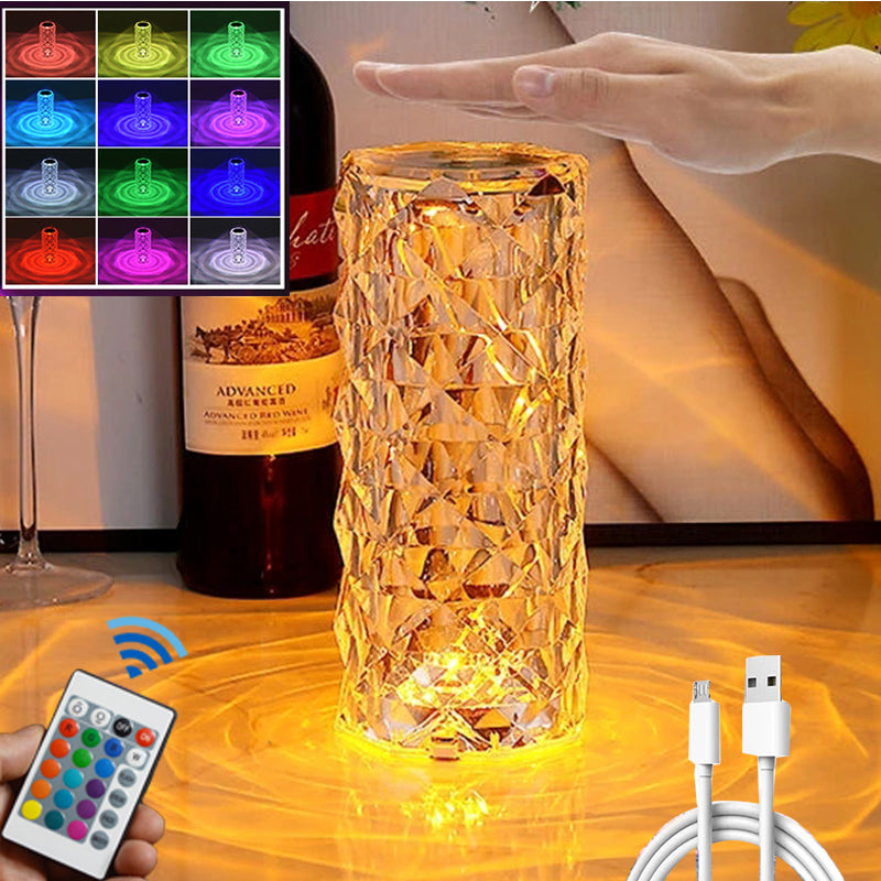 Touch Remote LED Crystal Table Lamp