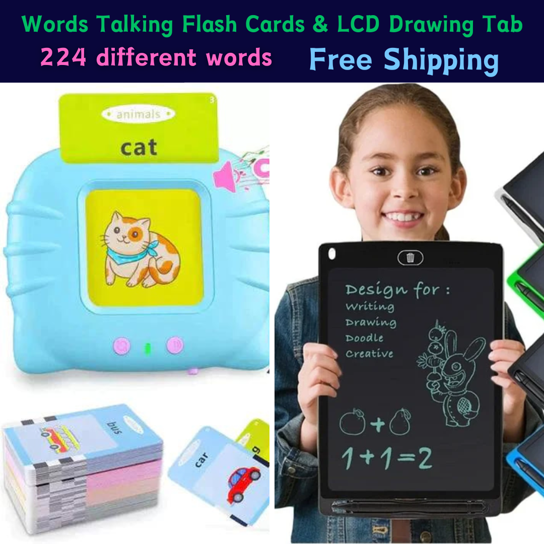 Flash Cards Learning Toys & Drawing LCD Tablet